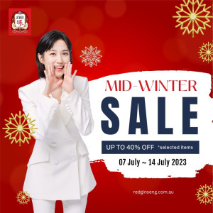 For a limited time only🔥enjoy up to 40% of premium Korean Red Ginseng products.

Keep the family healthy with our nutritious 6-year grown Korean Red Ginseng💪🏻

Mid-Winter Special Event
⏰07/07/2023 - 14/07/2023

KGC official online store🛒https://www.redginseng.com.au/?utm_source=Instagram&utm_medium=banner&utm_campaign=mid_winter_sale&utm_id=MID-WINTER
KGC official Amazon store🔍Cheong Kwan Jang Australia

Flagship stores: 🚩 Auburn Unit 20, The Bell Tower 191 Parramatta Rd, Auburn NSW  🚩 Eastwood Shop 4/ 124 Rowe Street, Eastwood NSW  🚩 Market City Level 1 (Next to Footlocker), Market City, 9-13 Hay St, Haymarket NSW  Australia wide shipping🇦🇺
Free shipping on order over $100✈️
 #CheongKwanJang #KoreanRedGinseng  #Promotion #Sale #Health #Wellness #Vitality #Discount #specialoffer