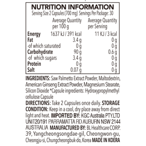 Prostate Health Capsules With Saw Palmetto Extract And American Ginseng Extract (25 JUL 2026)